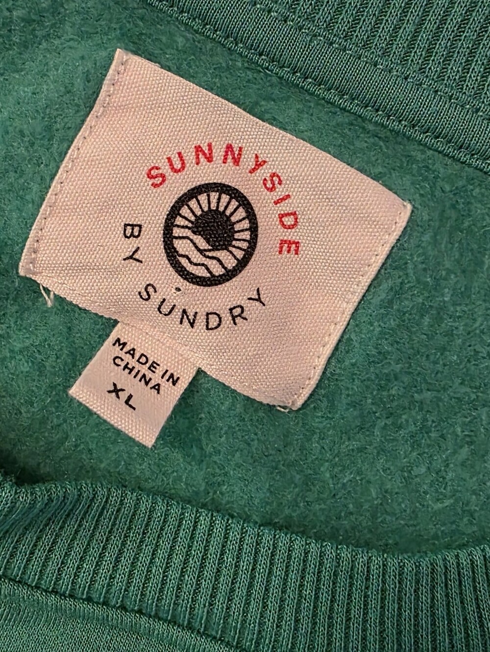 Antrho Sunnyside by Sundry relaxed coastal green crew neck pullover sweatshirt - Picture 4 of 4